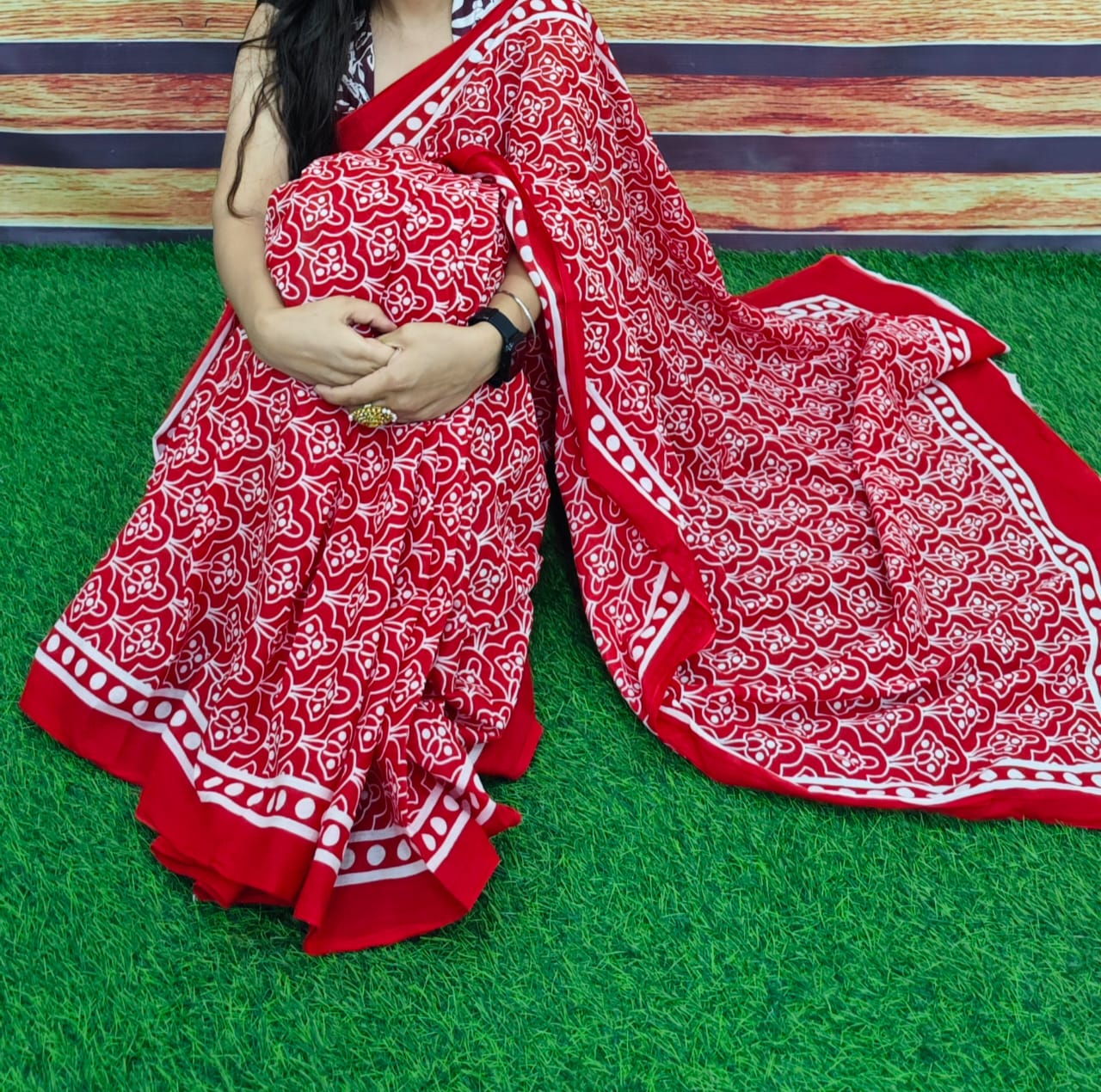 Jaipuri Mulmul Cotton Printed Saree With Blouse