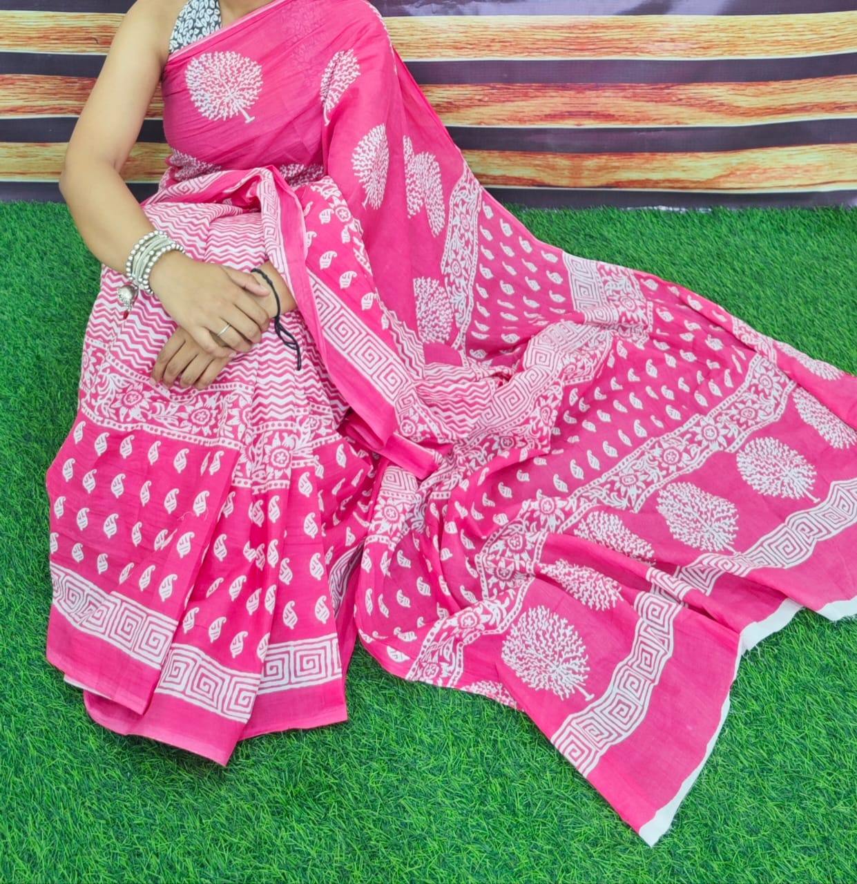 Jaipuri Mulmul Cotton Printed Saree With Blouse