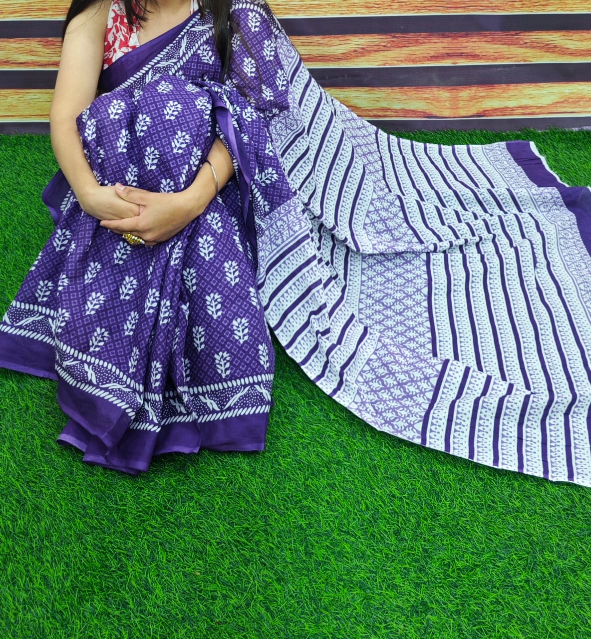 Jaipuri Mulmul Cotton Printed Saree With Blouse