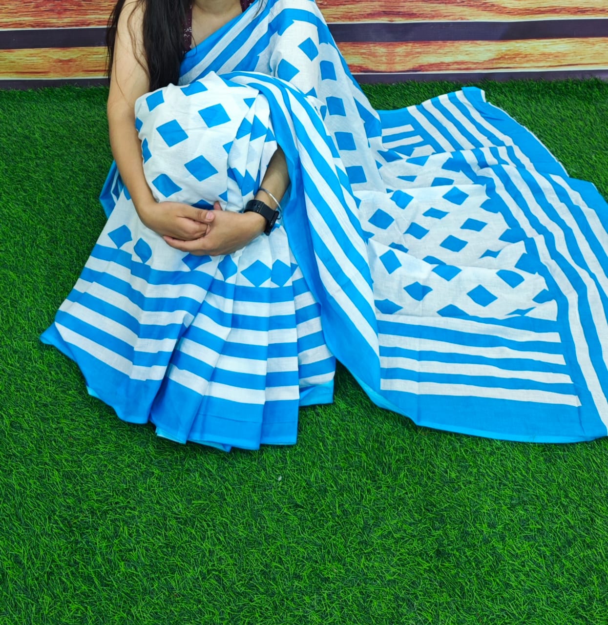 Jaipuri Mulmul Cotton Printed Saree With Blouse