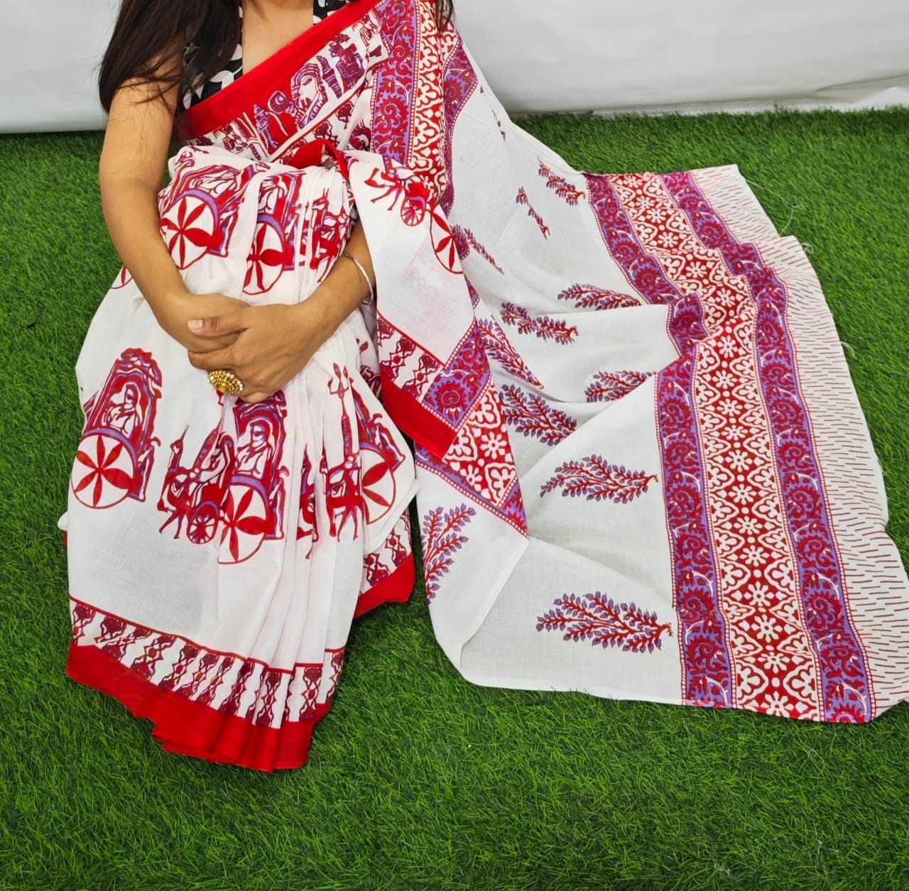 Jaipuri Mulmul Cotton Printed Saree With Blouse