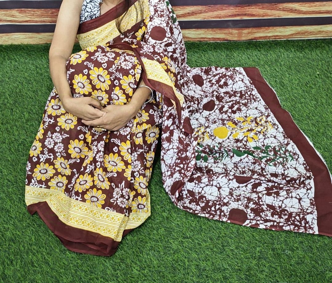 Jaipuri Mulmul Cotton Printed Saree With Blouse