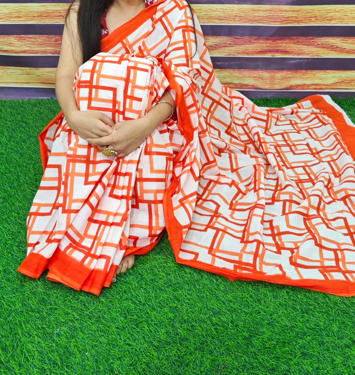 Jaipuri Mulmul Cotton Printed Saree With Blouse