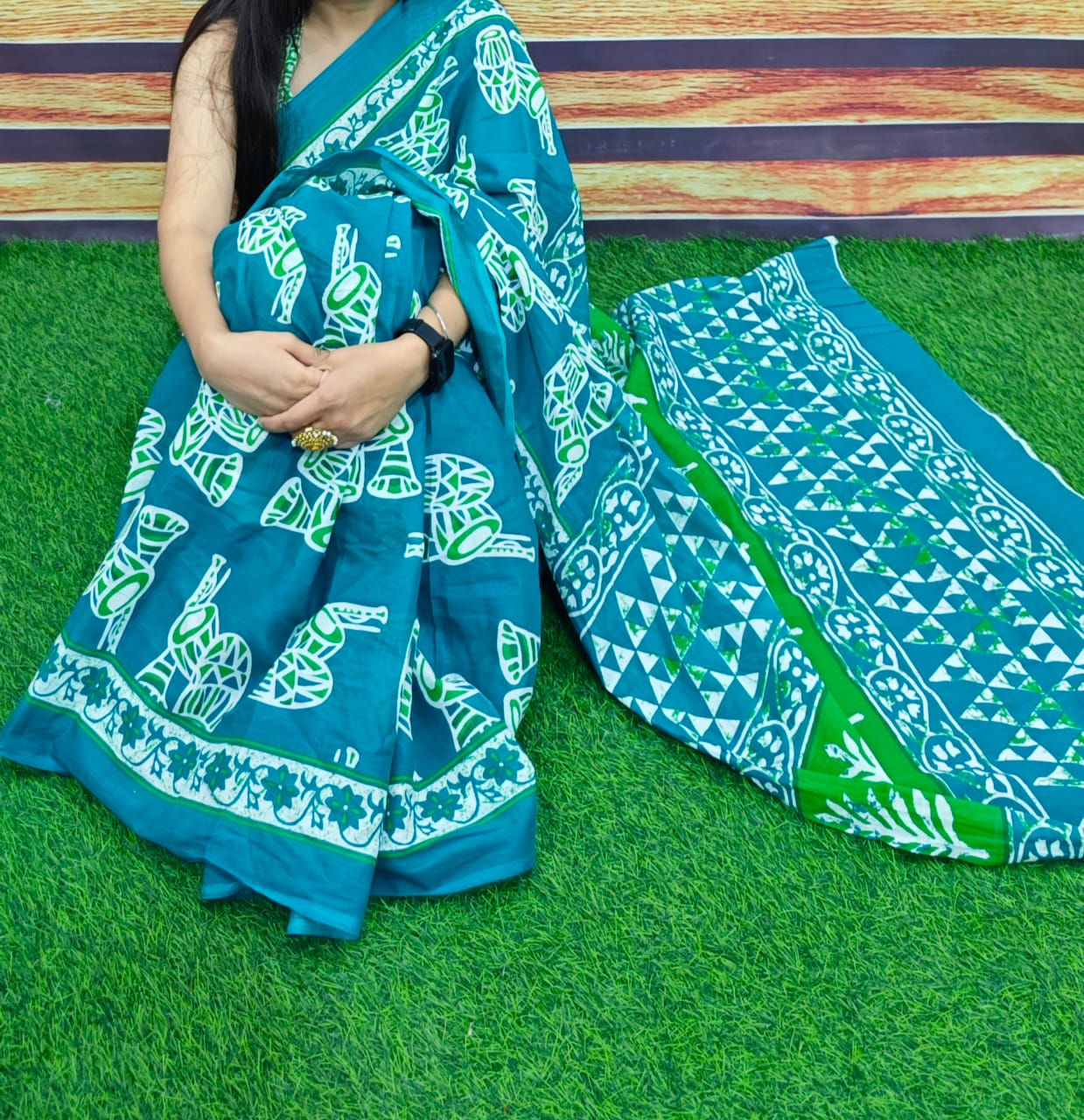 Jaipuri Mulmul Cotton Printed Saree With Blouse
