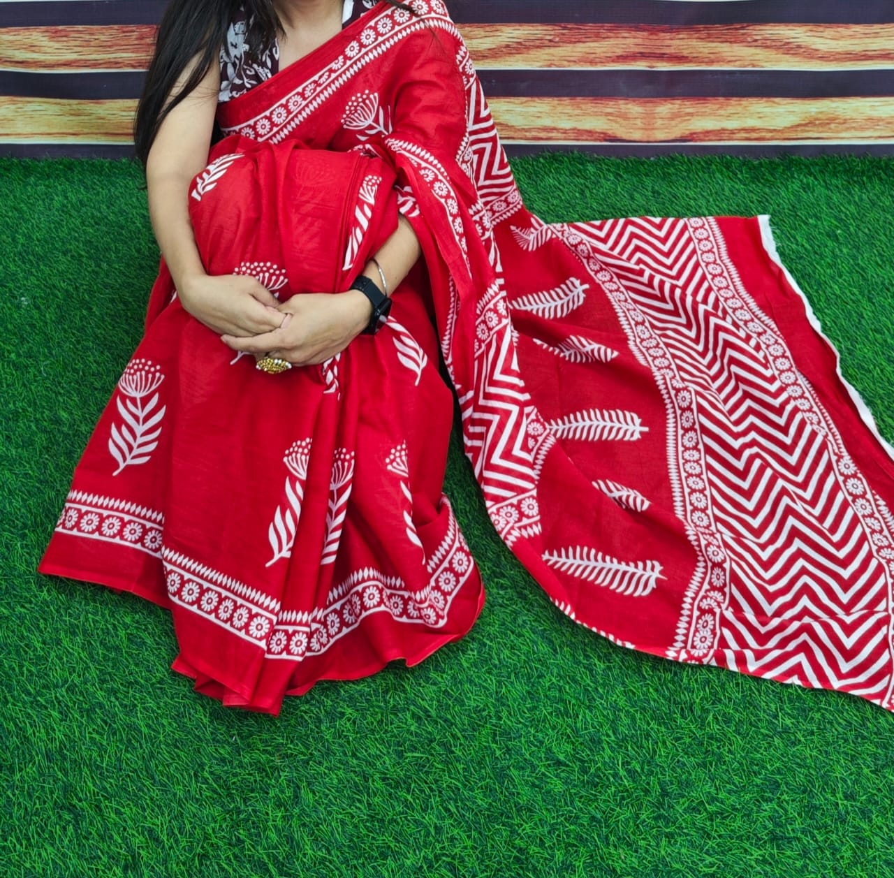 Jaipuri Mulmul Cotton Printed Saree With Blouse